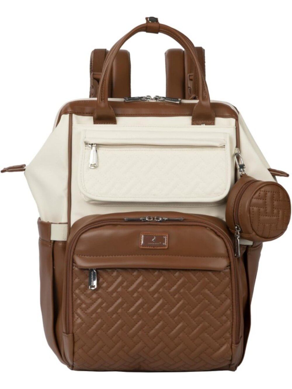 Stylish Leather Diaper Bag Backpack with Changing Pad, Stroller Straps